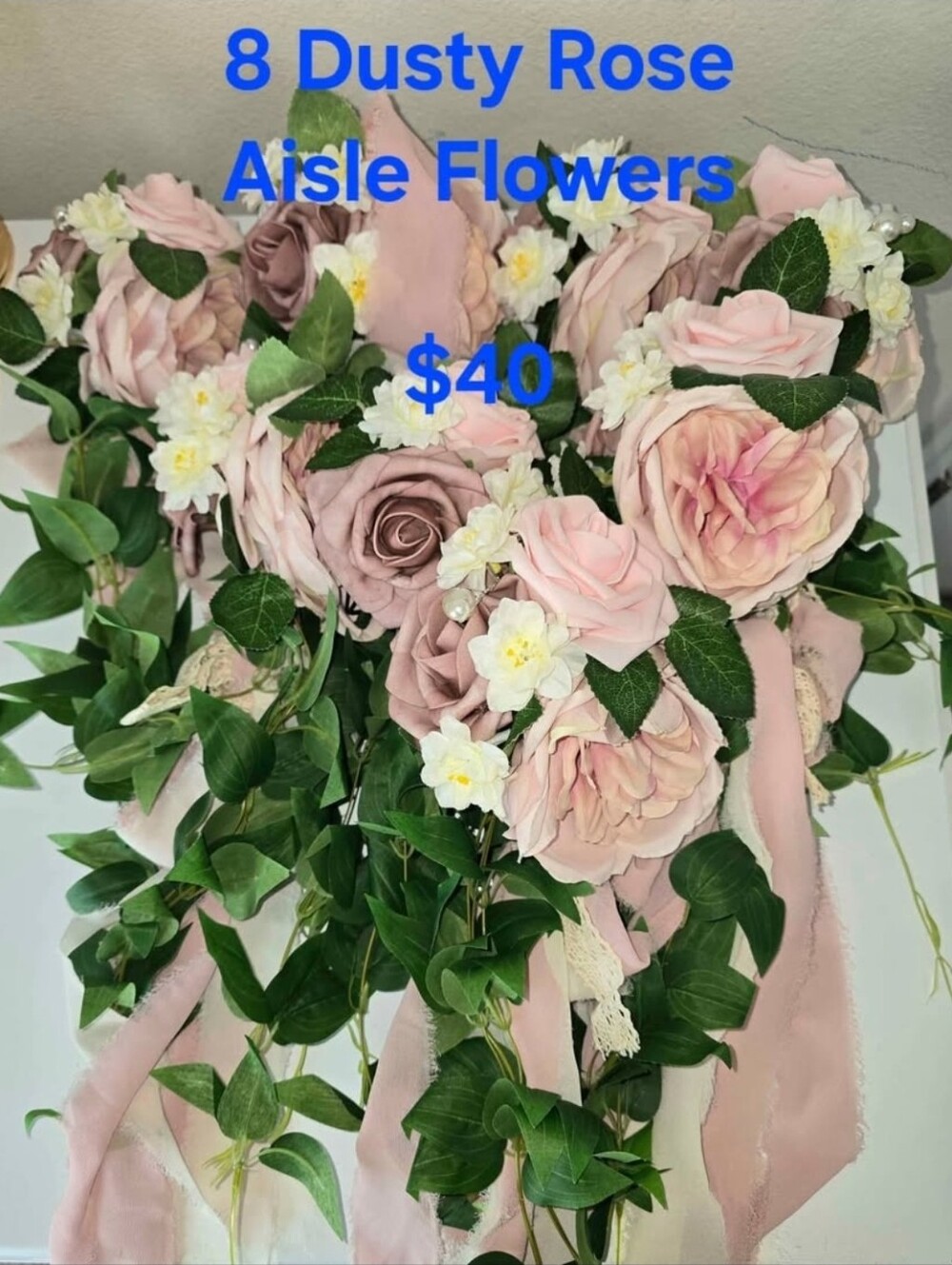 WEDDING DECOR Dusty Rose Faux Floral Aisle Bouquet - Pack of 8